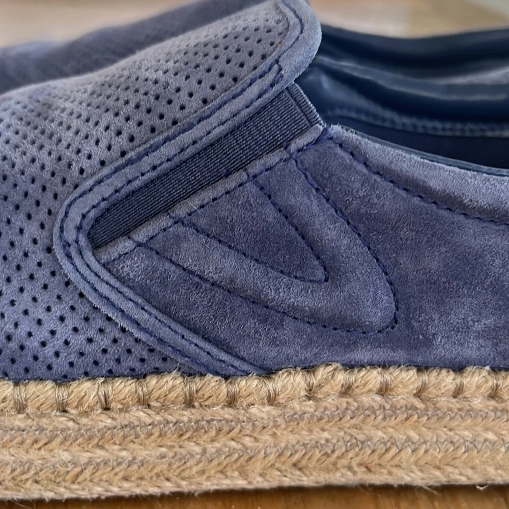 Tretorn Womens Emilia 3 Suede Blue Slip On Espadrille Sneakers Sea Blue 8.5